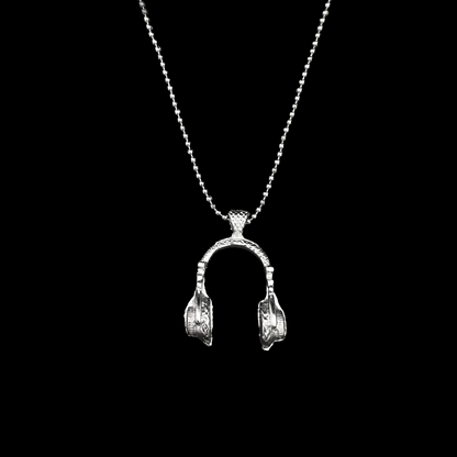 Silver Headphone Charm Necklace For Boys With Ball Chain - DropShp