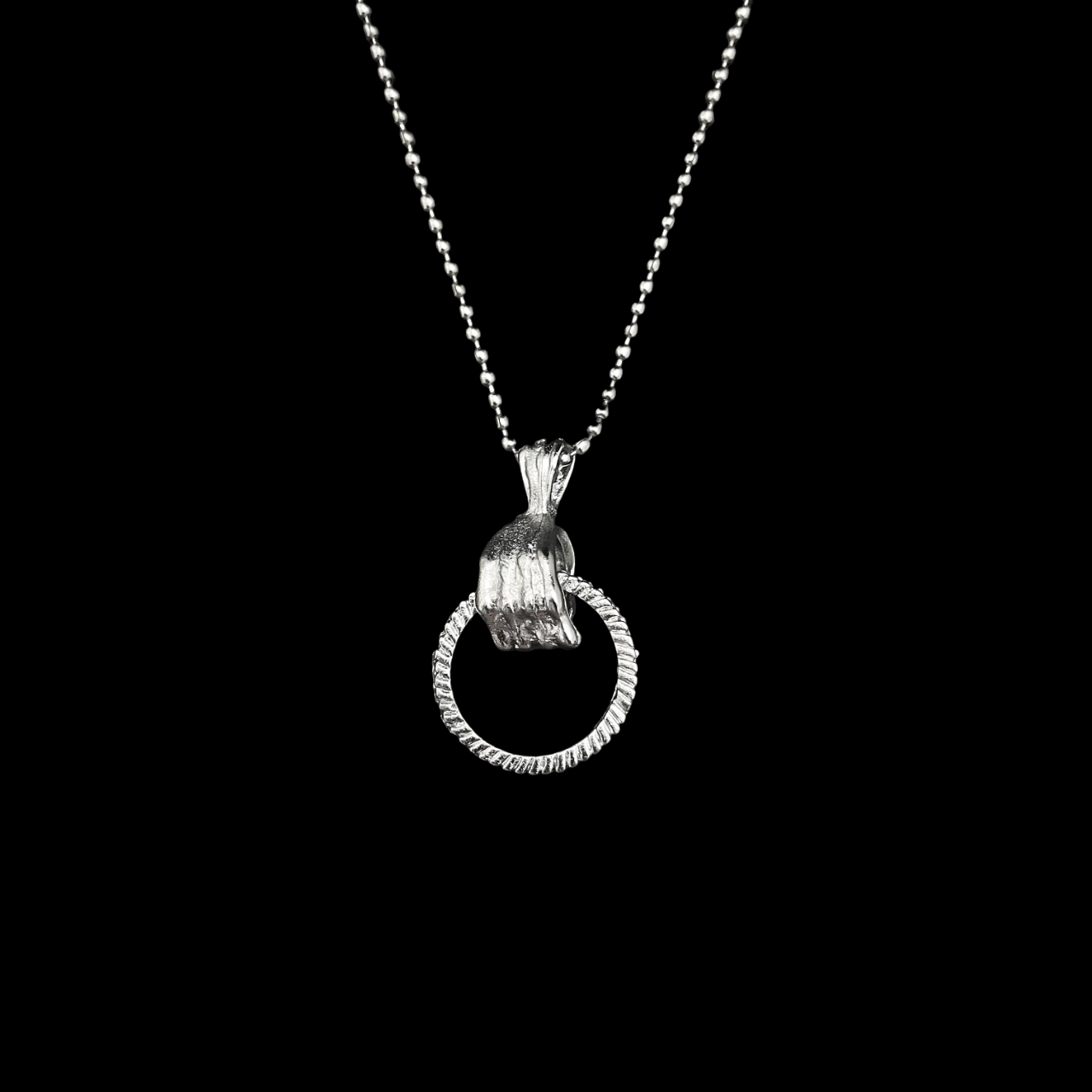 Casting Creative Hand Grab Ring Pendant Necklace For Boys With Ball Chain - DropShp