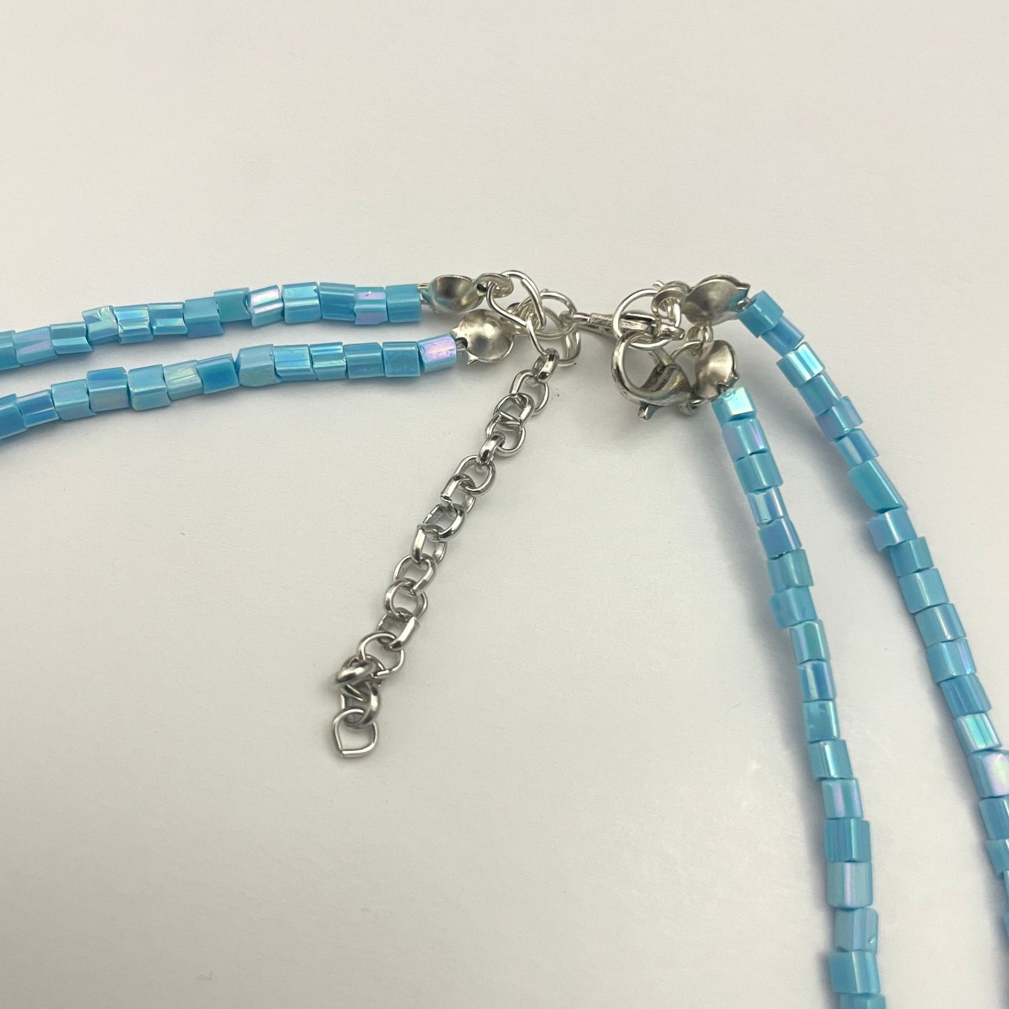 Adjustable Layered Sky Blue Y2K Glass Beads Choker - DropShp