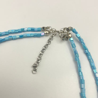 Adjustable Layered Sky Blue Y2K Glass Beads Choker - DropShp