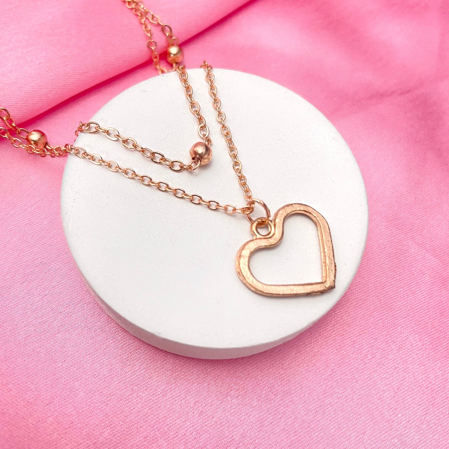 Layered Hanging Heart Necklace (Golden) - DropShp
