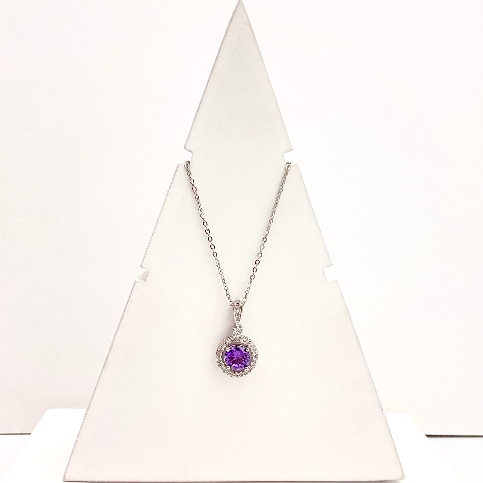 Premium Round Shape Lavender Stone Necklace With Stainless Steel Chain - DropShp