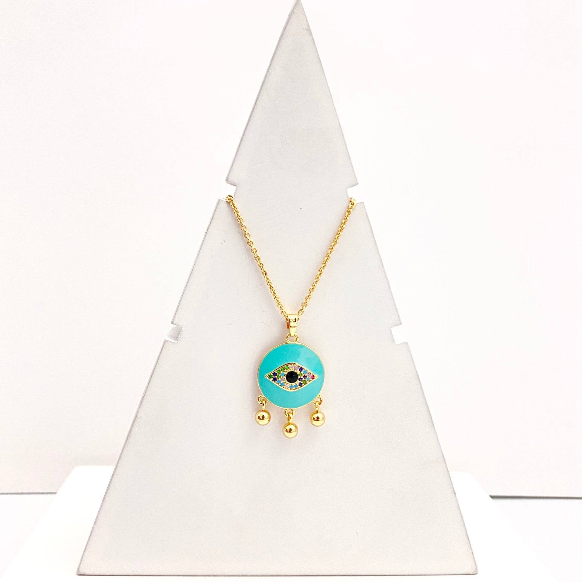 Premium Golden Evil Eye Necklace With Stainless Steel Chain - DropShp