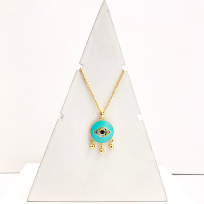 Premium Golden Evil Eye Necklace With Stainless Steel Chain - DropShp