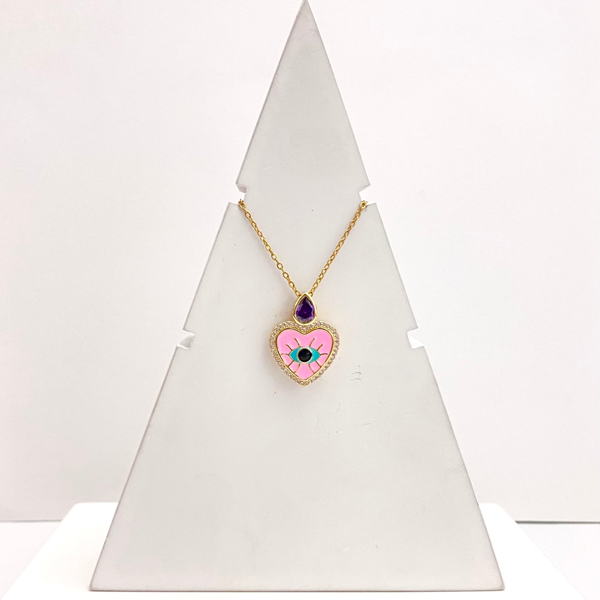 Simple Style Evil Eye Heart Shape Stainless Steel Chain Necklace - DropShp