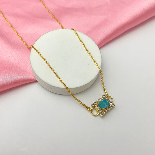 Cute Waterproof Blue Stone Studded Charm Necklace - DropShp