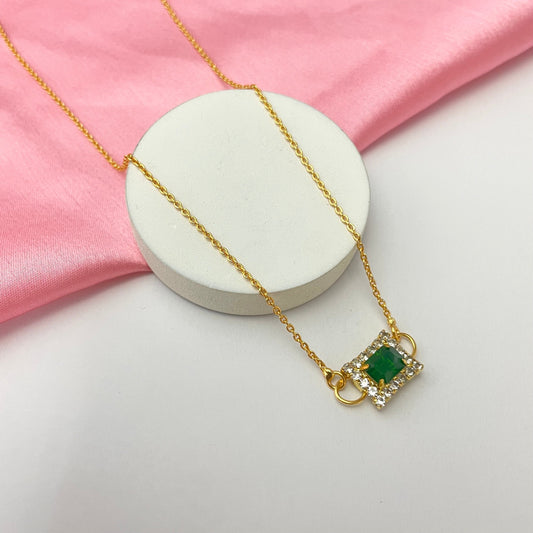 Cute Waterproof Green Stone Studded Charm Necklace - DropShp