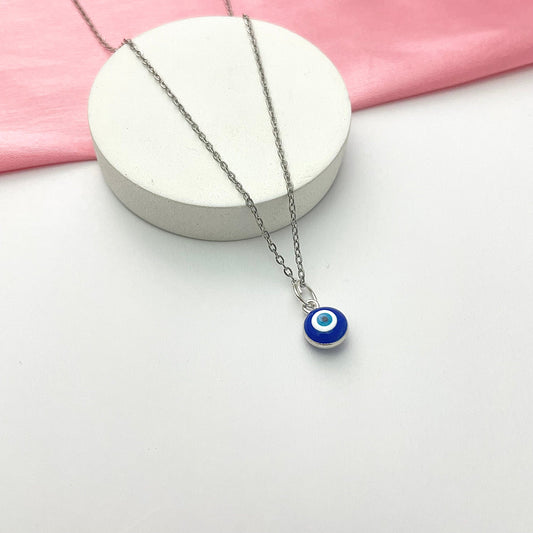 Waterproof Evil Eye Charm Necklace With Stainless Steel Chain - DropShp