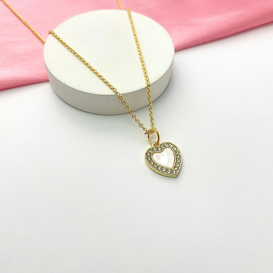 Waterproof Stone Studded Heart Charm Necklace - DropShp