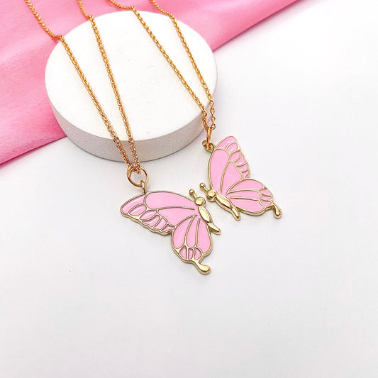 Pink Butterfly Friendship Necklace - DropShp