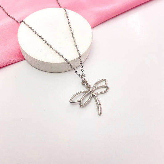 Minimal Silver Dragonfly Card Necklace | Waterproof Chain | Perfect for Dailywear - DropShp