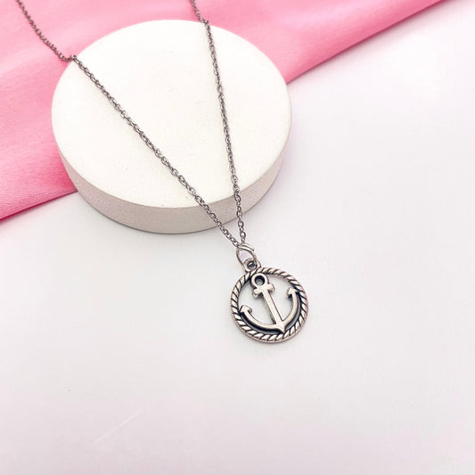 Silver Anchor Charm Necklace With Stainless Steel Chain - DropShp
