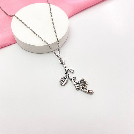 Waterproof Silver Flower With Stick Necklace With Stainless Steel Chain - DropShp
