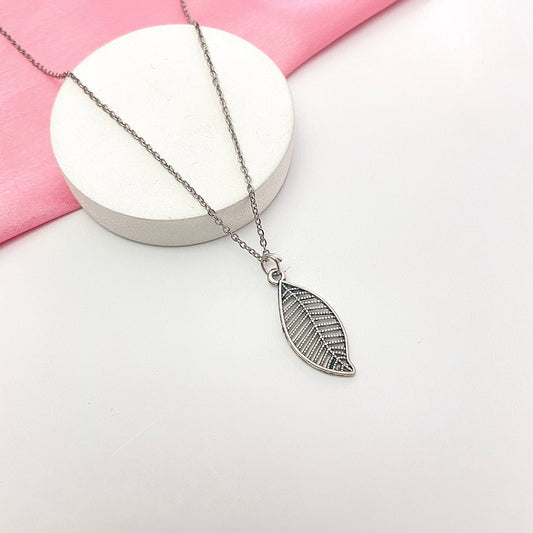 Silver Leaf Necklace With Stainless Steel Chain - DropShp