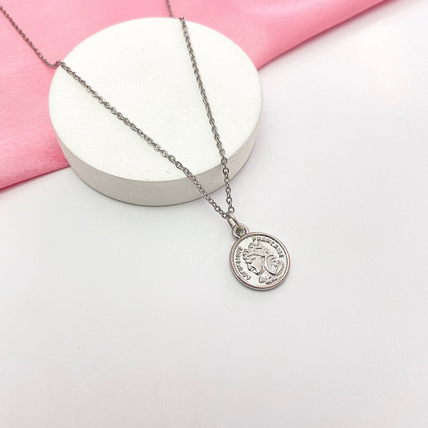 Minimal Silver Coin Card Necklace | Waterproof Chain | Perfect for Dailywear - DropShp