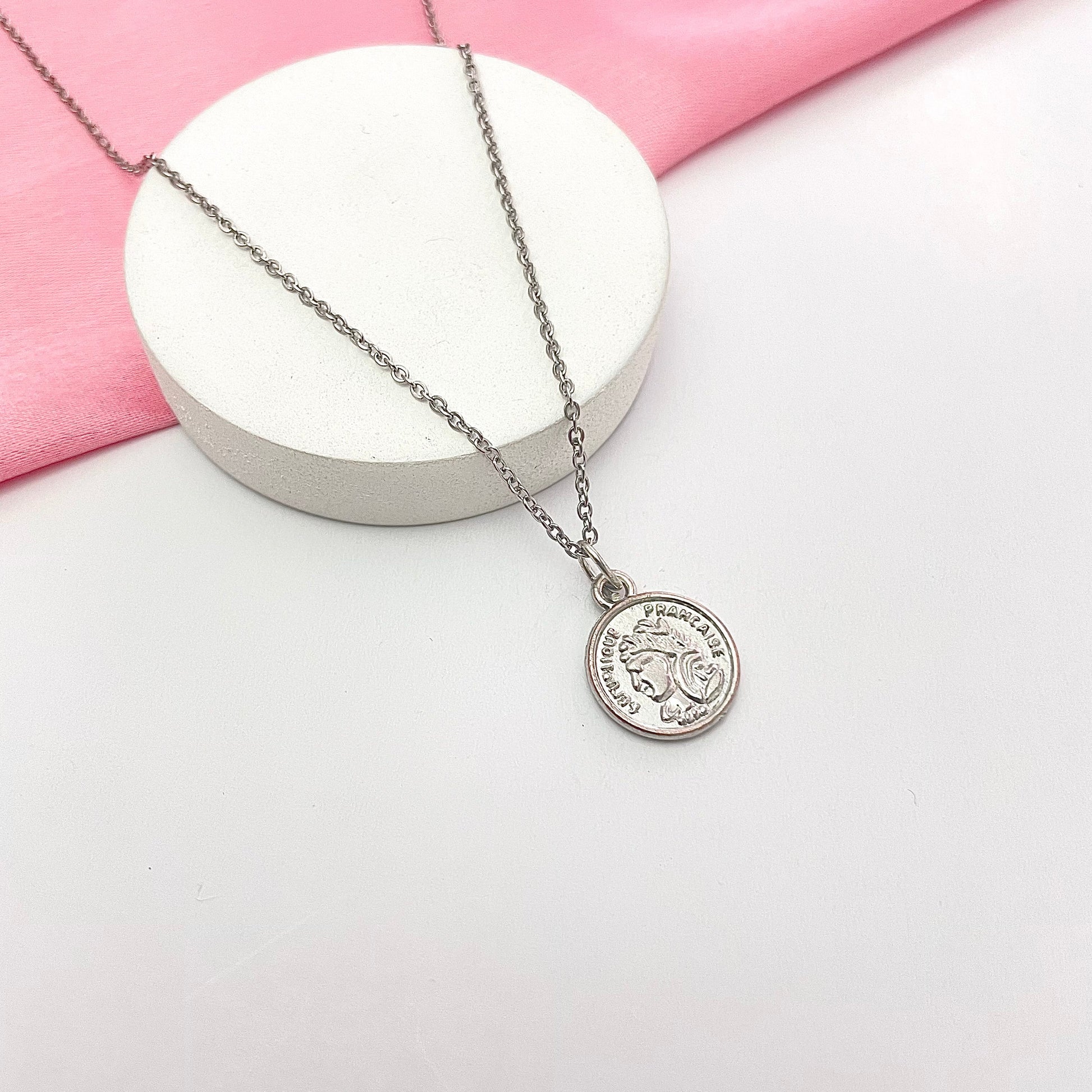 Minimal Silver Coin Card Necklace | Waterproof Chain | Perfect for Dailywear - DropShp