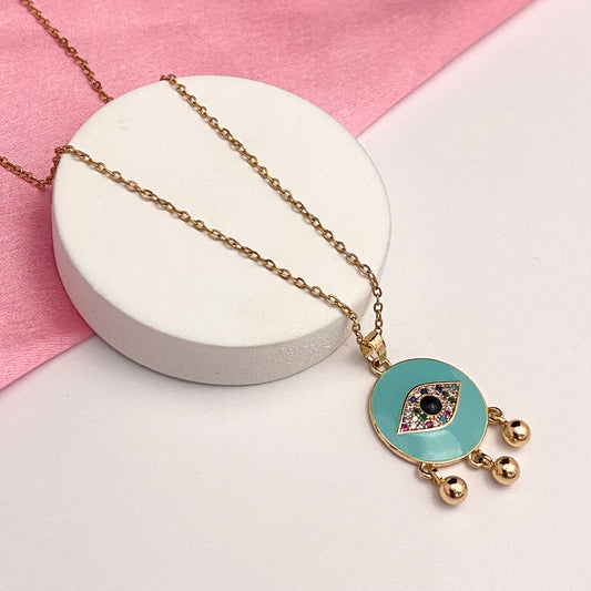 Premium Golden Evil Eye Necklace With Stainless Steel Chain - DropShp
