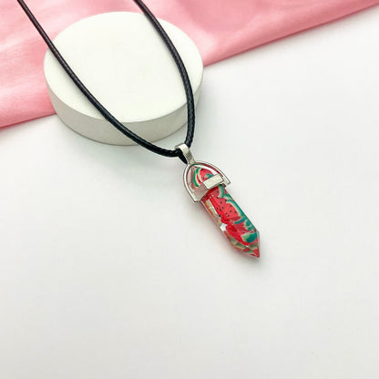 Watermelon Print Pencil Pendant Necklace (D-6) - DropShp