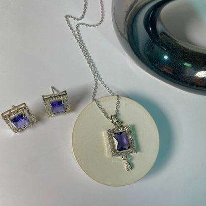 Queens Legacy Adjustable Lavender Square Shaped Antitarnish Necklace - DropShp