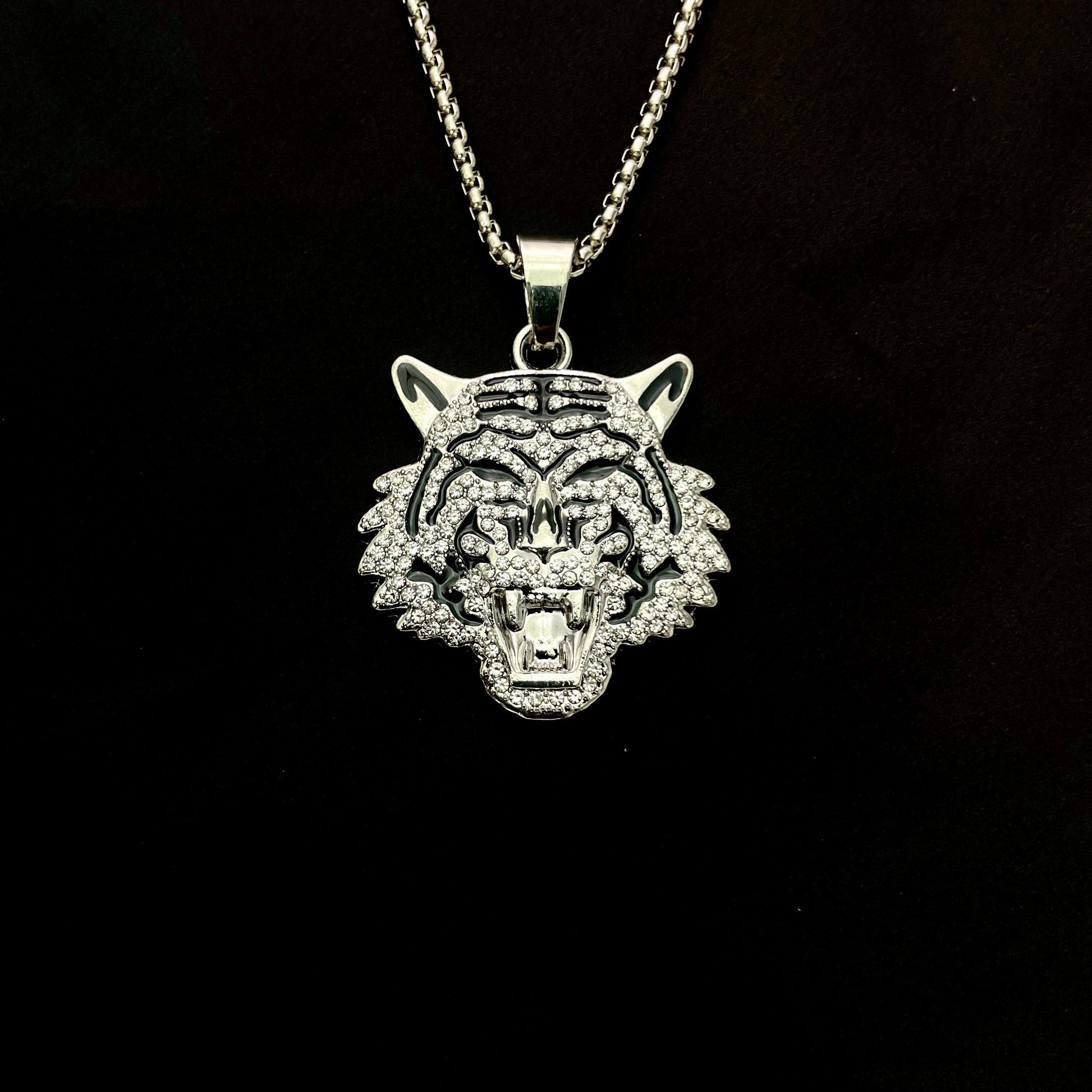 Tiger Head Iced Out Hip Hop Pendant Necklace With Chain - DropShp