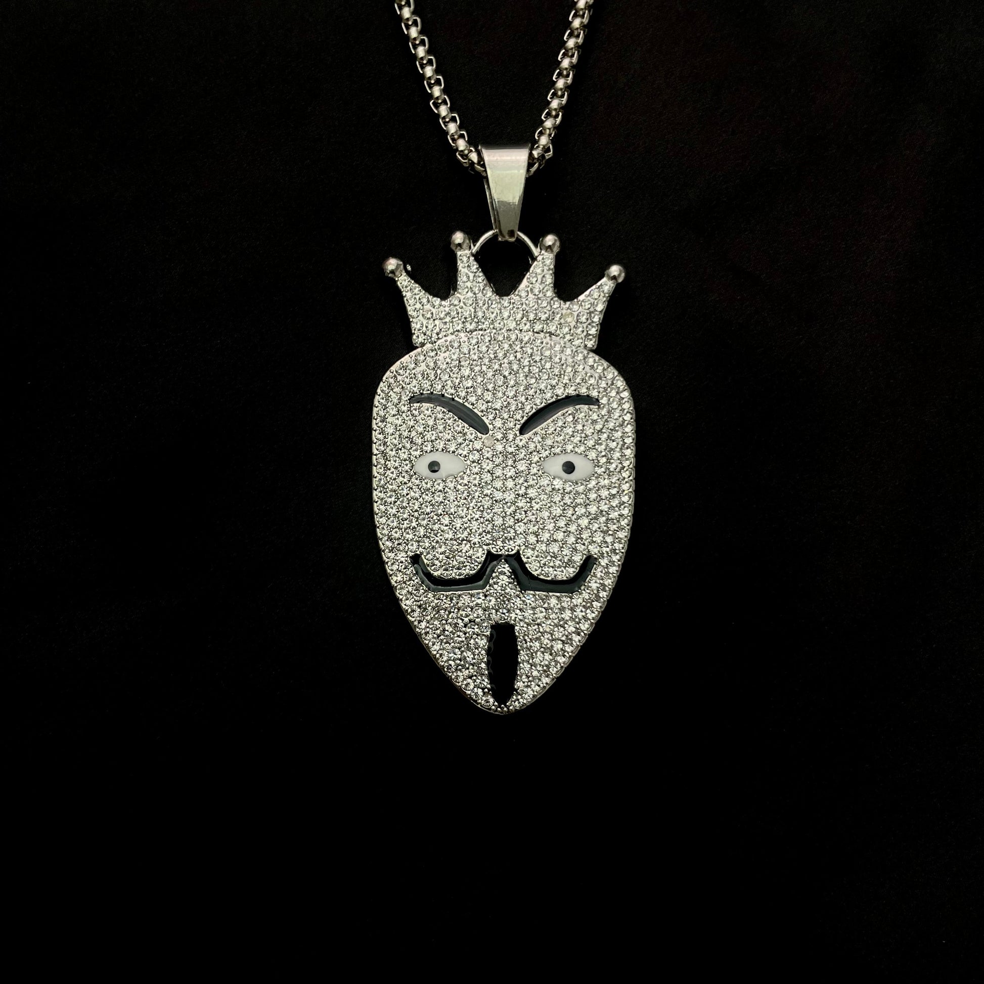 Anonymous Mask Iced Out Hip Hop Pendant Necklace With Chain - DropShp