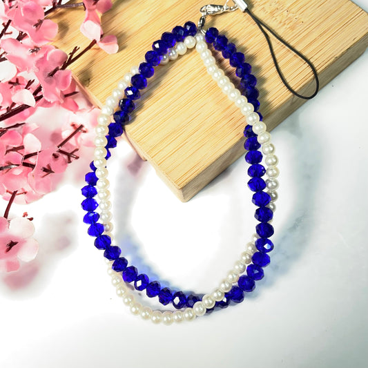 Cute Blue Layered Glass Pearl Phone Charm Strap - DropShp