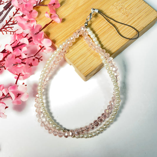 Cute Crystal Glass Pearl Layered Phone Charm Strap - DropShp