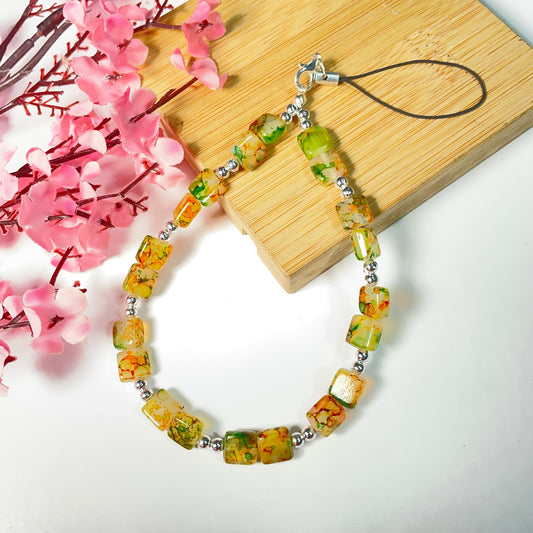 Cute Tie-Dye Square Beads Phone Charm Strap - DropShp