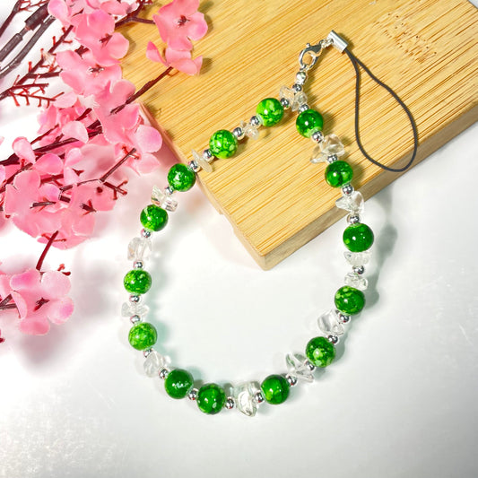 Cute Green Glass Pearl Phone Charm Strap - DropShp