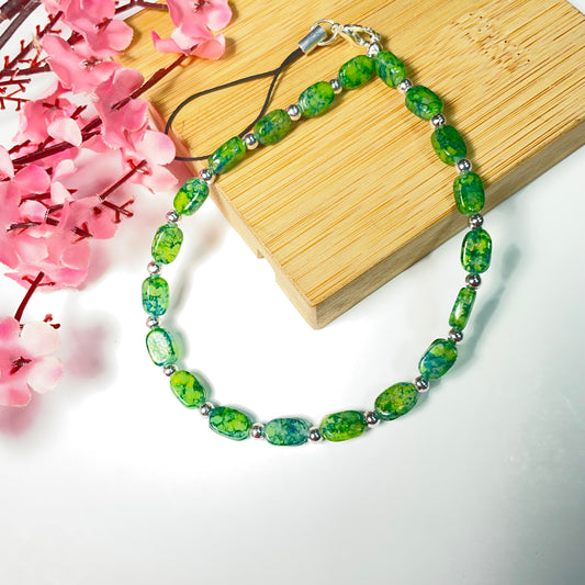 Cute Green Oval Glass Beads Phone Charm Strap - DropShp