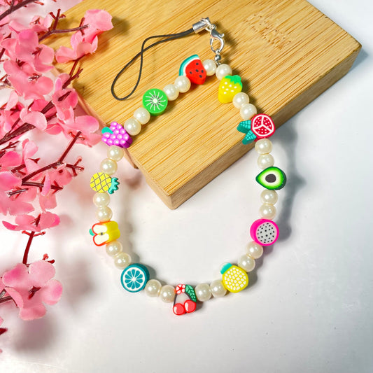 Cute Pearl Multiple Clay Beads Charm Glass Pearl Phone Charm Strap - DropShp