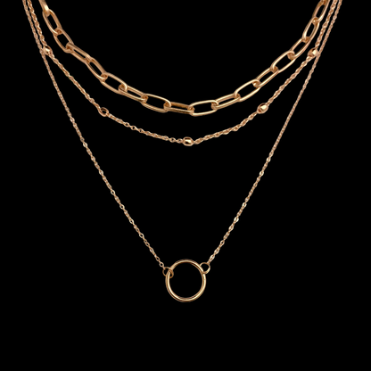 Triple Layered Necklace With Ring Charm - DropShp