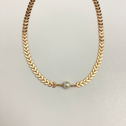 One Pearl Arrow Chain Choker Necklace - DropShp