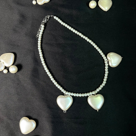 4mm Minimal Pearl Choker With Heart Charm - DropShp