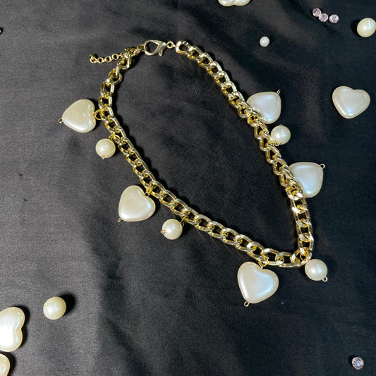 Adjustable Alloy Chain Choker With  Heart Charms - DropShp