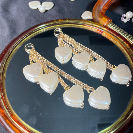 Golden Long Drop Chain Earrings With Heart Charm - DropShp