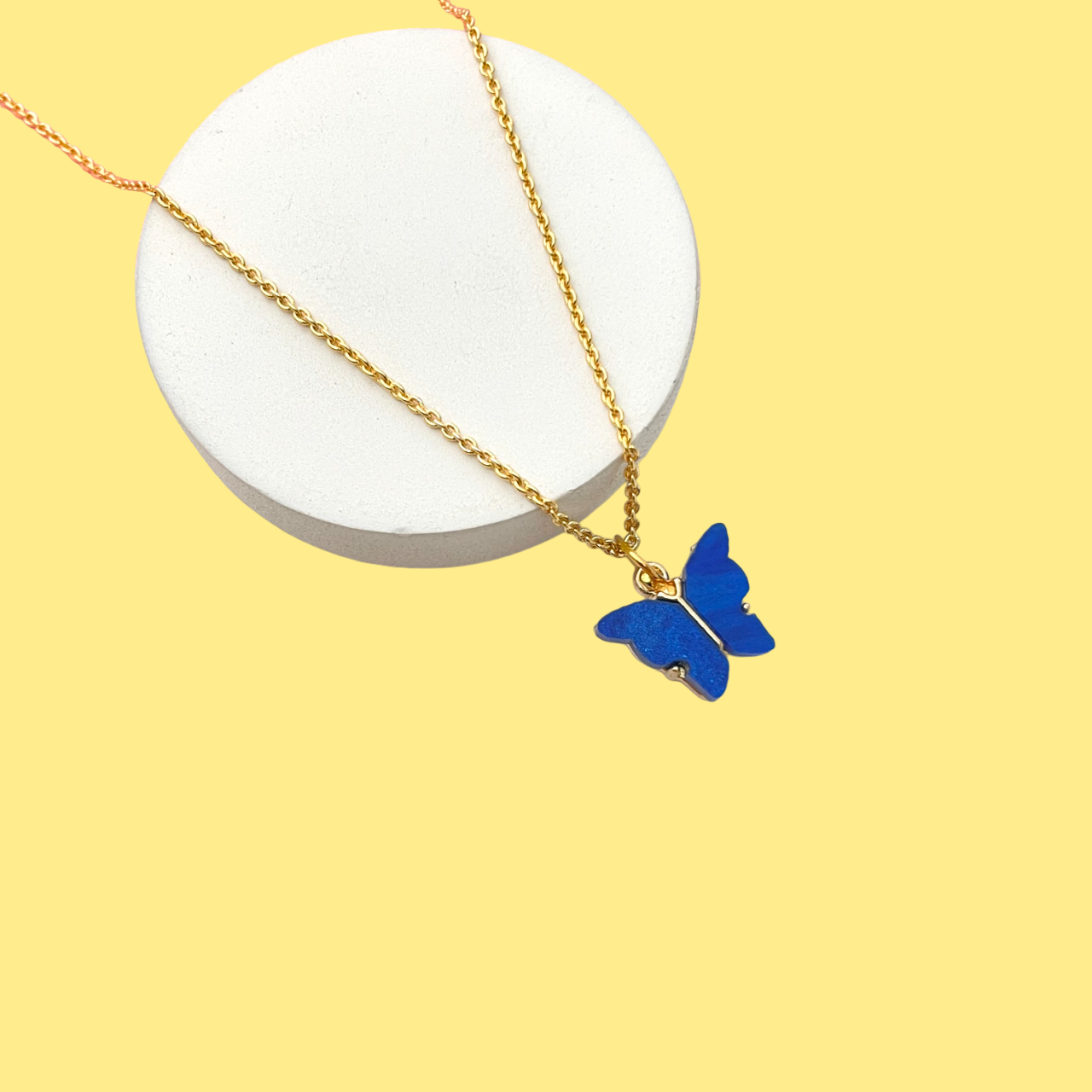 Dark Blue Acrylic Butterfly Necklace (Golden) - DropShp