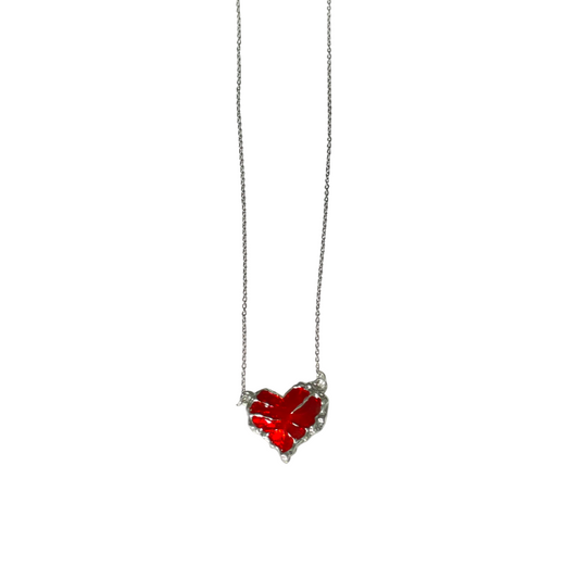 Gothic Red Stainless Steel Heart Charm Necklace - DropShp