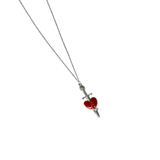 Gothic Red Stainless Steel Heart Charm Necklace - DropShp