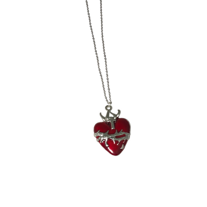 Gothic Red Stainless Steel Heart Charm Necklace - DropShp