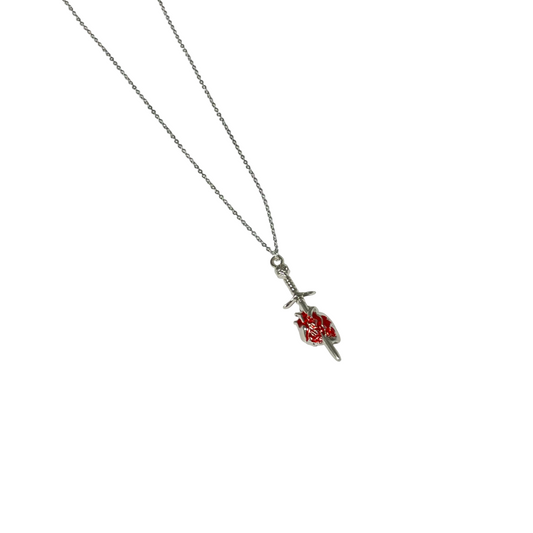 Gothic Red Stainless Steel Heart Charm Necklace - DropShp