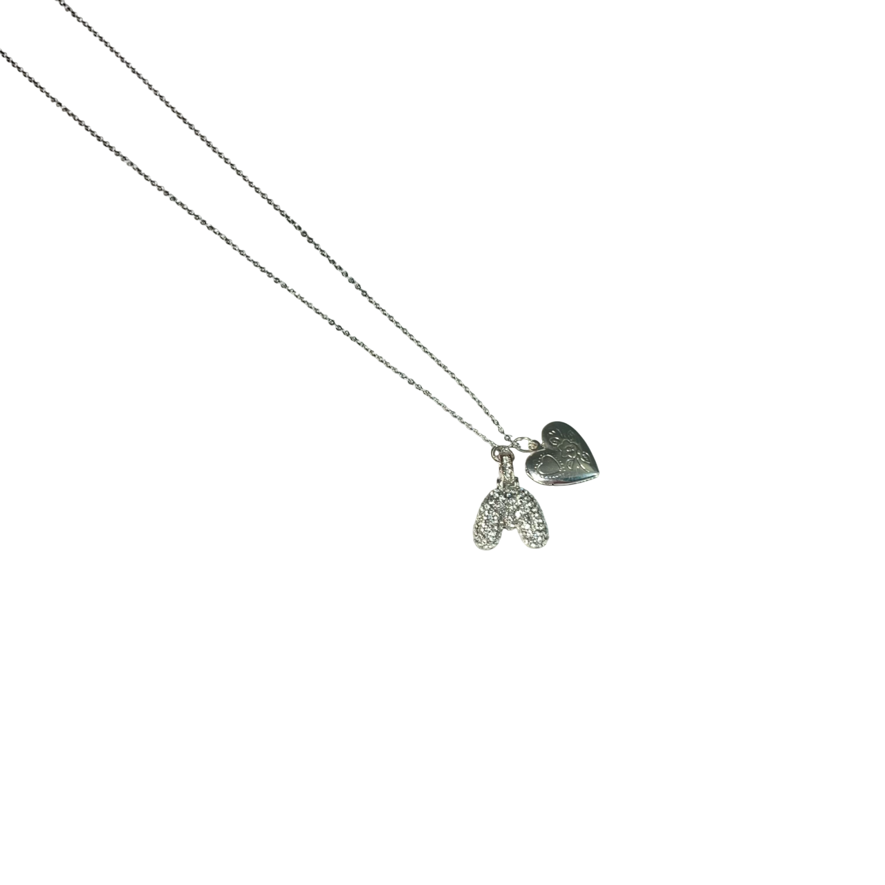 Gift For Valentine's Day Silver Stone Studded A Initial With Heart Charm Necklace - DropShp