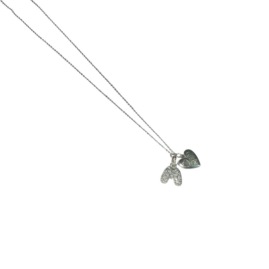 Gift For Valentine's Day Silver Stone Studded A Initial With Heart Charm Necklace - DropShp
