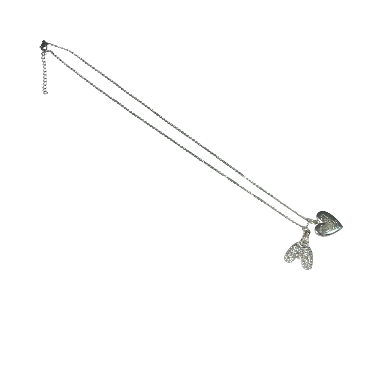 Gift For Valentine's Day Silver Stone Studded A Initial With Heart Charm Necklace - DropShp
