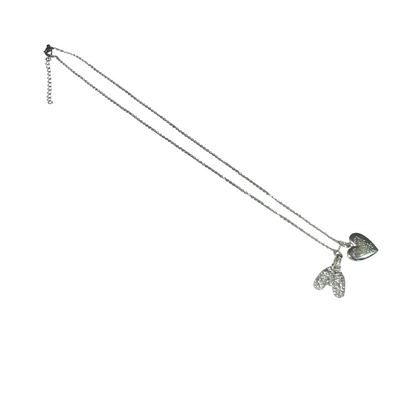 Gift For Valentine's Day Silver Stone Studded A Initial With Heart Charm Necklace - DropShp