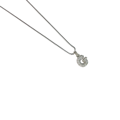 Gift For Valentine's Day Silver Stone Studded G Initial Necklace - DropShp