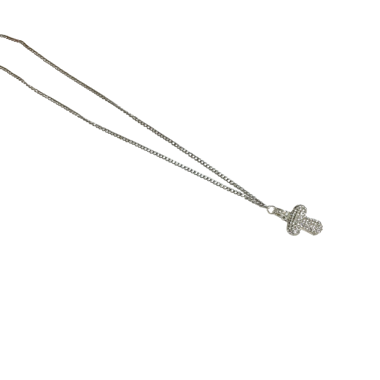 Gift For Valentine's Day Silver Stone Studded T Initial Necklace - DropShp