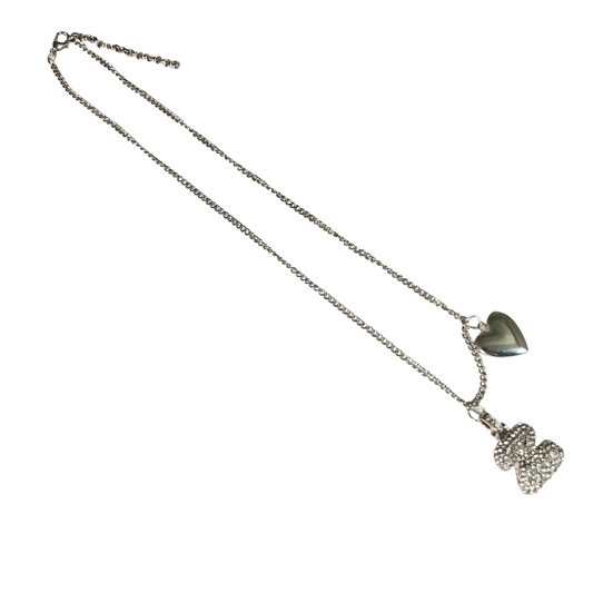 Gift For Valentine's Day Silver Stone Studded Z Initial Necklace - DropShp