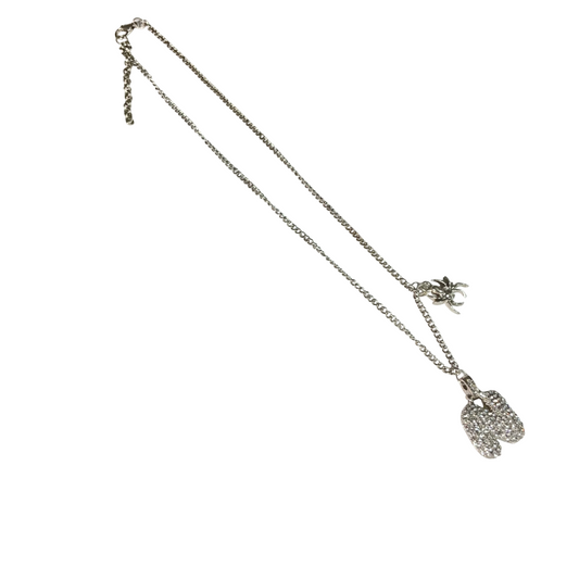 Gift For Valentine's Day Silver Stone Studded N Initial With Spider Charm Necklace - DropShp