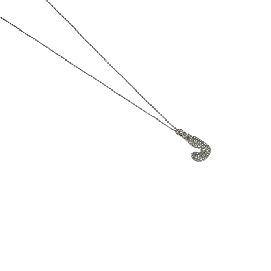 Gift For Valentine's Day Silver Stone Studded J Initial Necklace For Girls - DropShp
